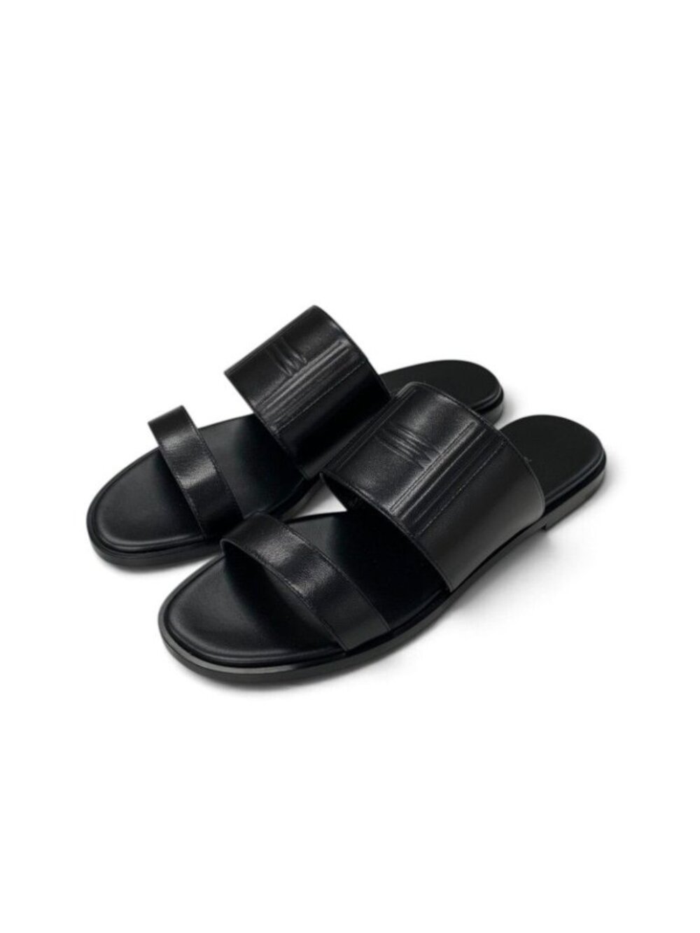 Hermes Mona Sandals Shoes Leather Black